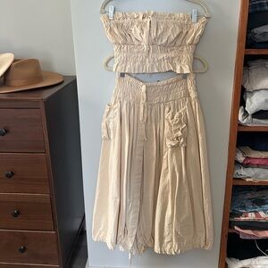 Free people Cream Strapless two piece set
